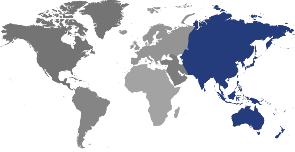 Map of Porolis Asia and Australia distributors showing locations across the continent