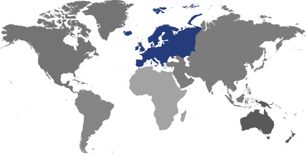 Map of Porolis Europe distributors showing locations across the continent