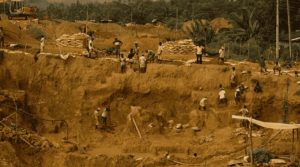 Sapphire mining site in Ratnapura, Sri Lanka with historical reference by Vasco de Gama